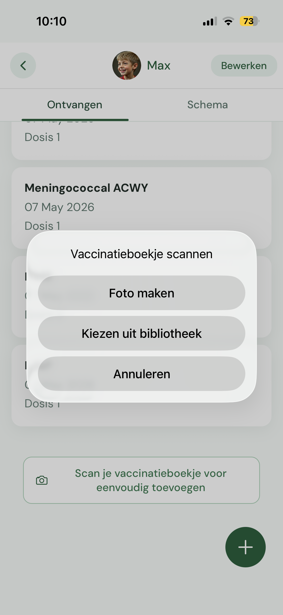 Scanproces voor papieren vaccinatiebewijzen